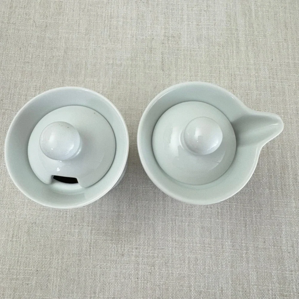 Dansk Umbrian Flowers Creamer and Sugar Bowl Set Portugal Ceramic Floral Blue